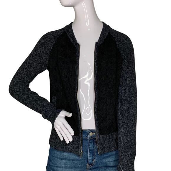 Old Navy Knit Sweater Charcoal Gray and Black Colorblock Size S Zipper Closure - Picture 4 of 9